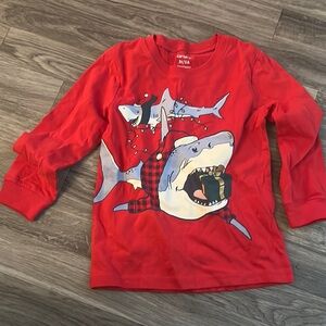 Cat & Jack Red Long Sleeve Shark Graphic Tee